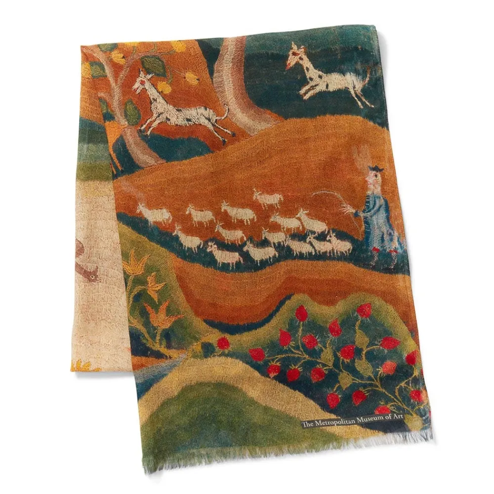 american_folk_art_landscape_oblong_scarf_3.webp American Folk Art Landscape Oblong Scarf*The Met Store Best Sale