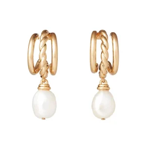 Cypriot Twist Pearl Triple-Hoop Earrings*The Met Store Clearance