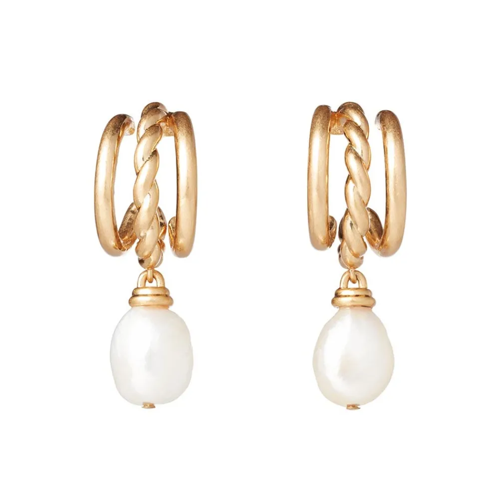 cypriot_twist_pearl_triplehoop_earrings_2.webp Cypriot Twist Pearl Triple-Hoop Earrings*The Met Store Clearance