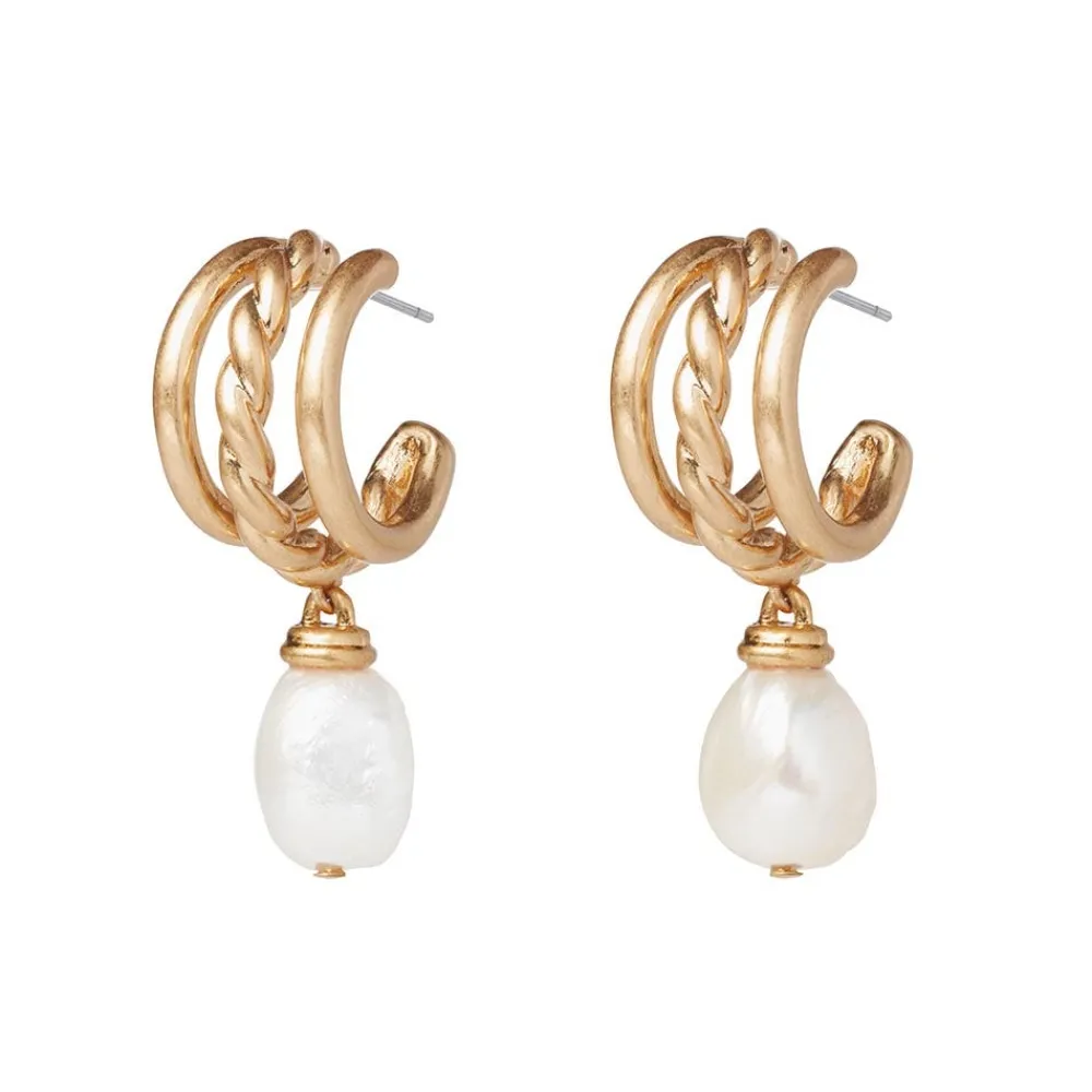 cypriot_twist_pearl_triplehoop_earrings_3.webp Cypriot Twist Pearl Triple-Hoop Earrings*The Met Store Clearance