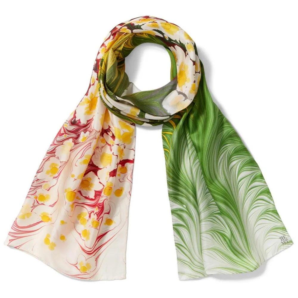 daisy_garden_marbled_paper_oblong_silk_scarf_0.webp Daisy Garden Marbled Paper Oblong Silk Scarf*The Met Store Clearance