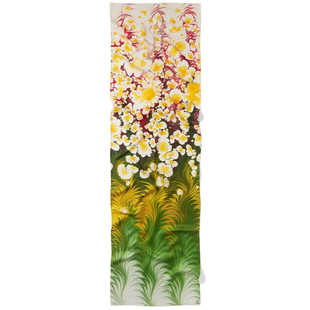 daisy_garden_marbled_paper_oblong_silk_scarf_5.webp Daisy Garden Marbled Paper Oblong Silk Scarf*The Met Store Clearance