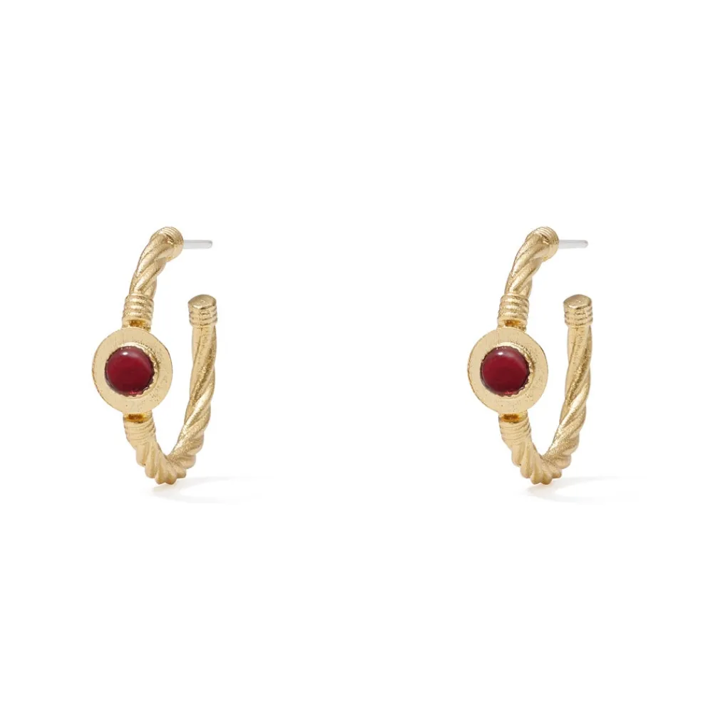 garnet_cabochon_twisted_hoop_earrings_0.webp Garnet Cabochon Twisted Hoop Earrings*The Met Store Flash Sale