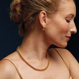 Golden Disc Huggie Earrings*The Met Store Cheap