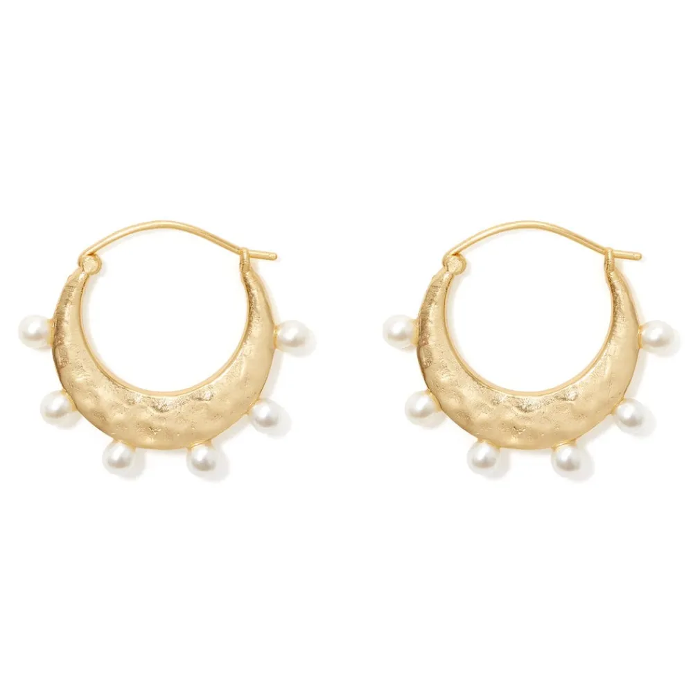 hammered_crescent_pearl_hoop_earrings_0.webp Hammered Crescent Pearl Hoop Earrings*The Met Store Cheap