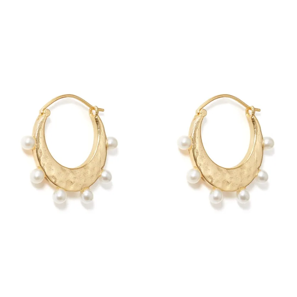 hammered_crescent_pearl_hoop_earrings_1.webp Hammered Crescent Pearl Hoop Earrings*The Met Store Cheap