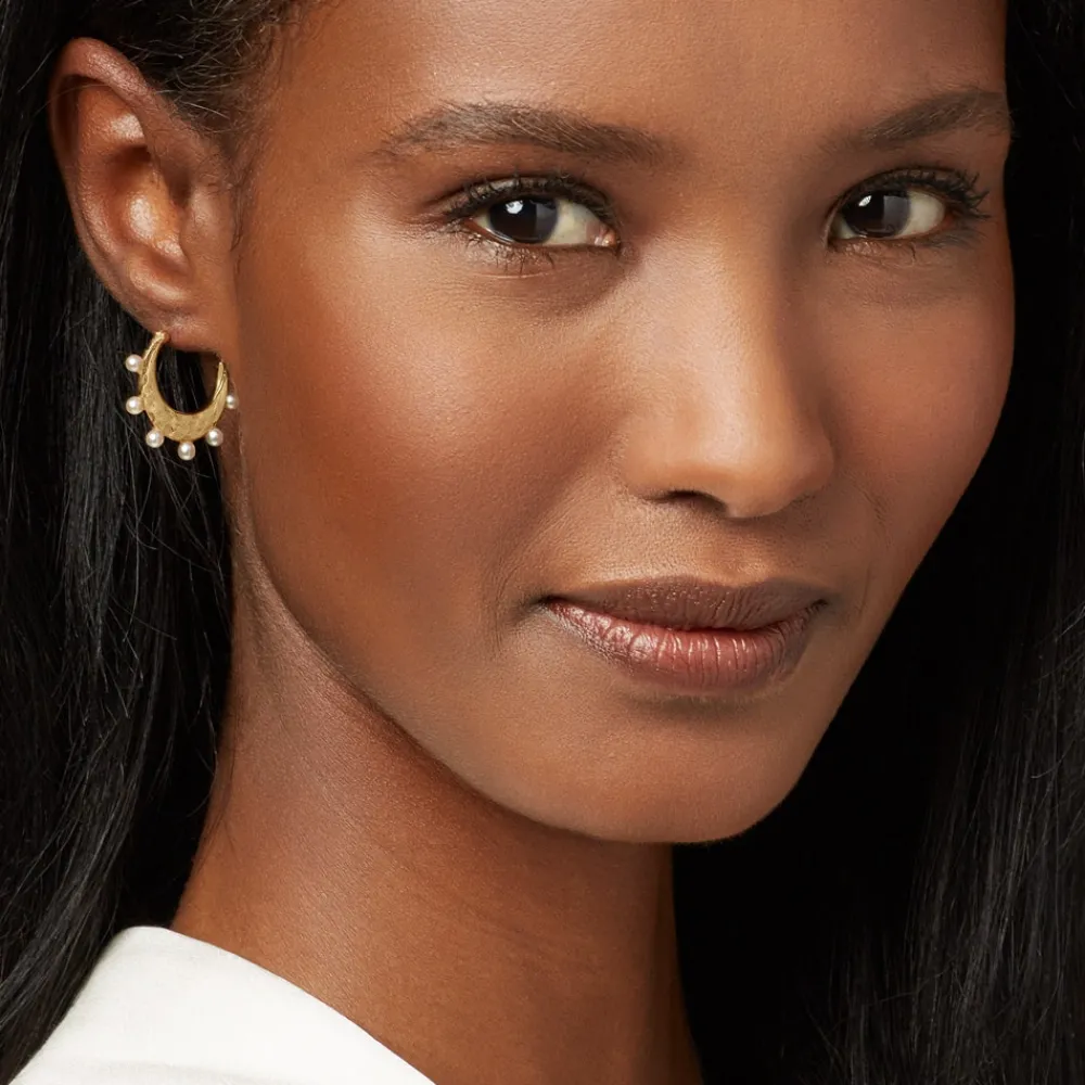 hammered_crescent_pearl_hoop_earrings_2.webp Hammered Crescent Pearl Hoop Earrings*The Met Store Cheap