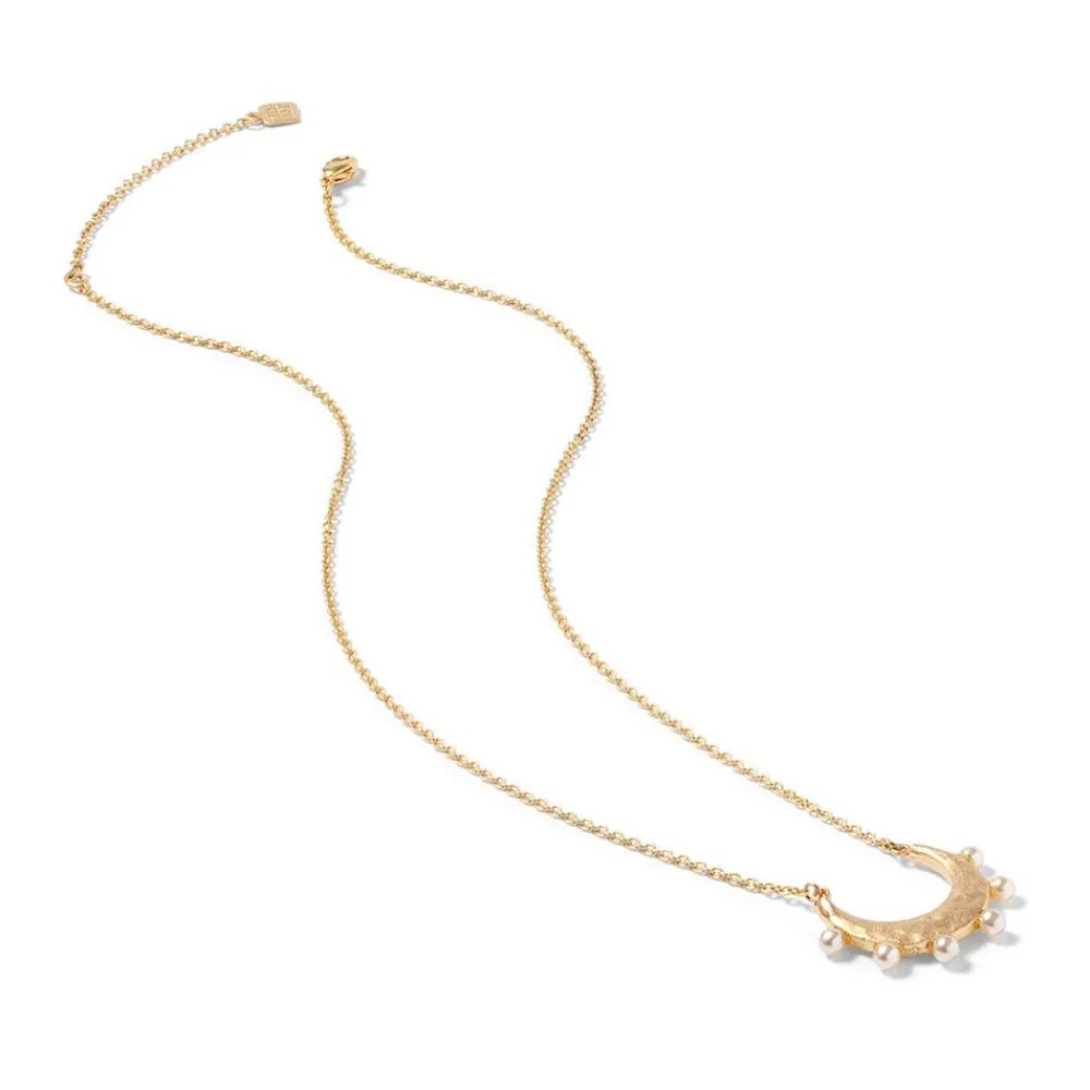 hammered_crescent_pearl_pendant_necklace_3.webp Hammered Crescent Pearl Pendant Necklace*The Met Store Store