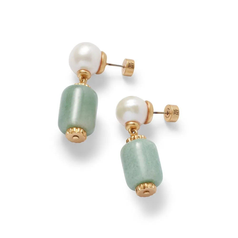 karavas_gems_largebead_aventurine_and_pearl_necklace_and_drop_earrings_set_5.webp Karavas Gems Large-Bead Aventurine and Pearl Necklace and Drop Earrings Set*The Met Store Outlet