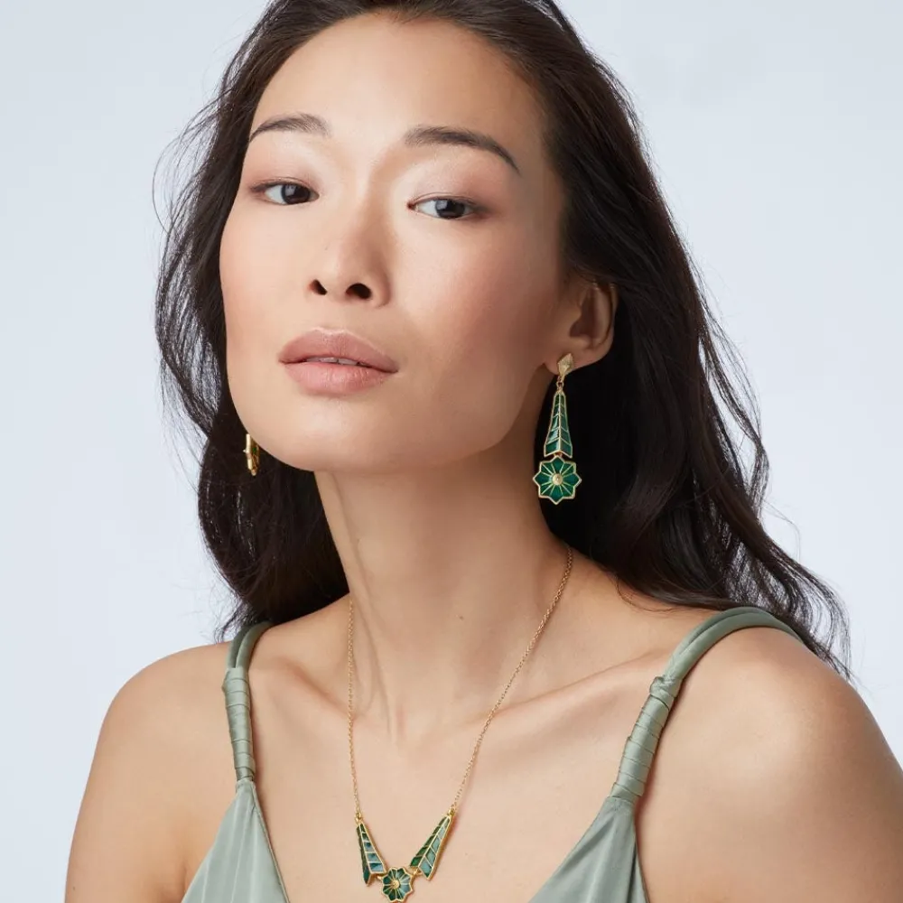 lotus_pagoda_pliquejour_long_drop_earrings_3.webp Lotus Pagoda Plique-à-Jour Long Drop Earrings*The Met Store New