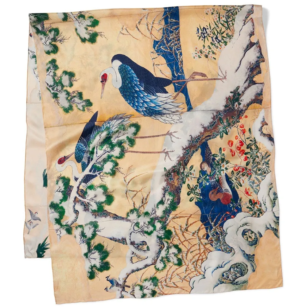 momoyama_cranes_and_flowers_oversize_silk_shawl_0.webp Momoyama Cranes and Flowers Oversize Silk Shawl*The Met Store Hot