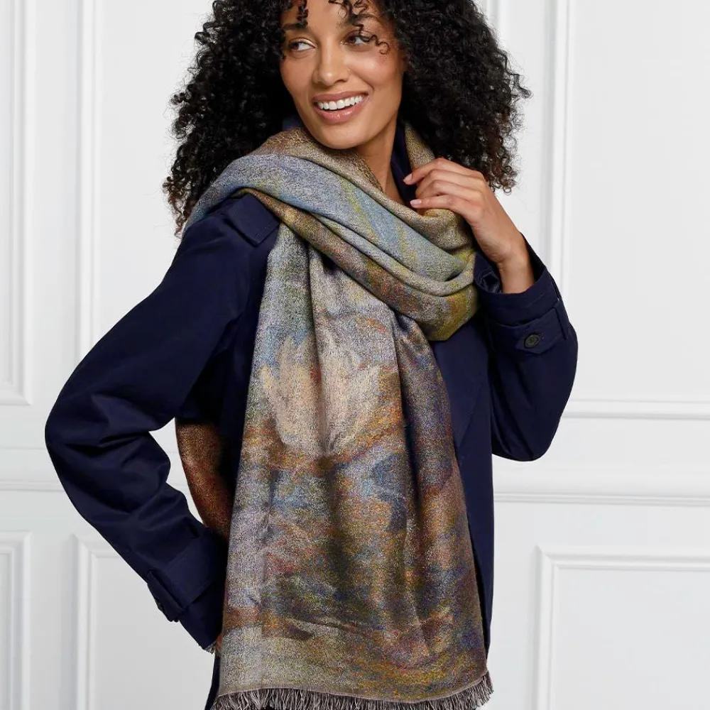 monet_bridge_and_water_lilies_shawl_1.webp Monet Bridge and Water Lilies Shawl*The Met Store Fashion