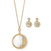 Spanish Day and Night Magnifier Pendant Necklace and Moon Drop Earrings Set*The Met Store Cheap