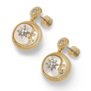 Spanish Day and Night Magnifier Pendant Necklace and Moon Drop Earrings Set*The Met Store Cheap