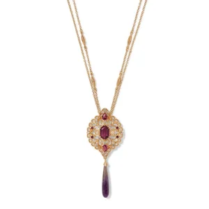 Turkish Amethyst Long Pendant Necklace and Statement Earrings Set*The Met Store Flash Sale