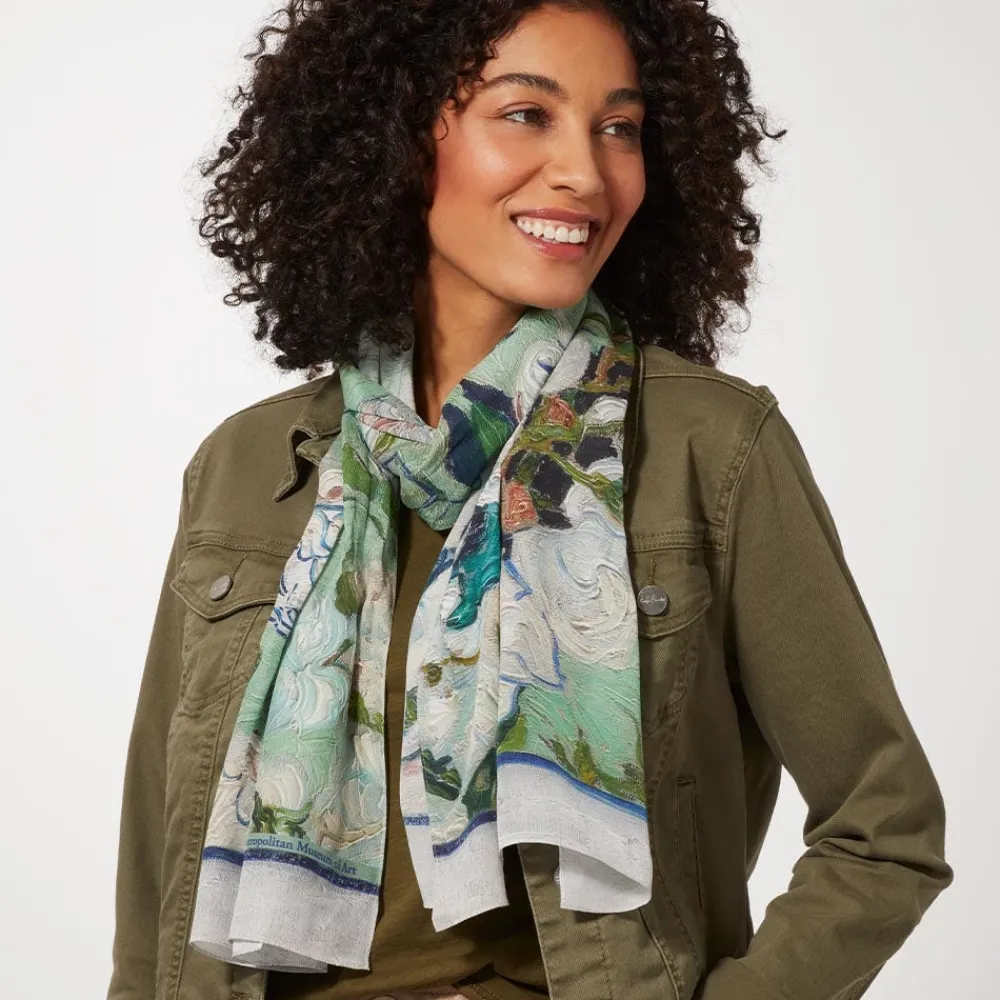 van_gogh_roses_oblong_silk_scarf_1.webp Van Gogh Roses Oblong Silk Scarf*The Met Store Fashion